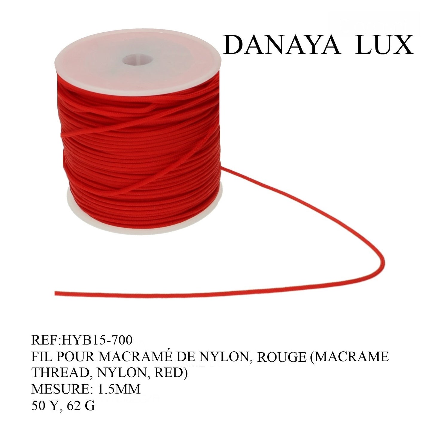 FIL POUR MACRAME DE NYLON,  ROUGE 1.5MM