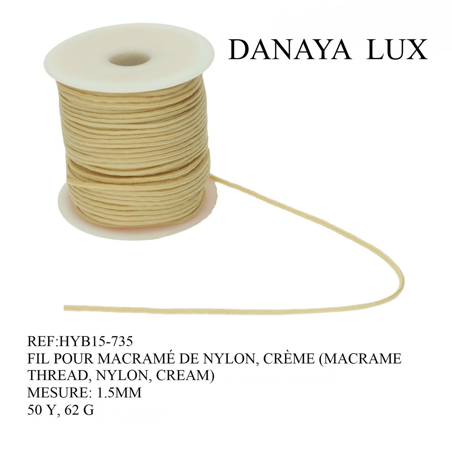 FIL POUR MACRAME DE NYLON, CREME 1.5MM