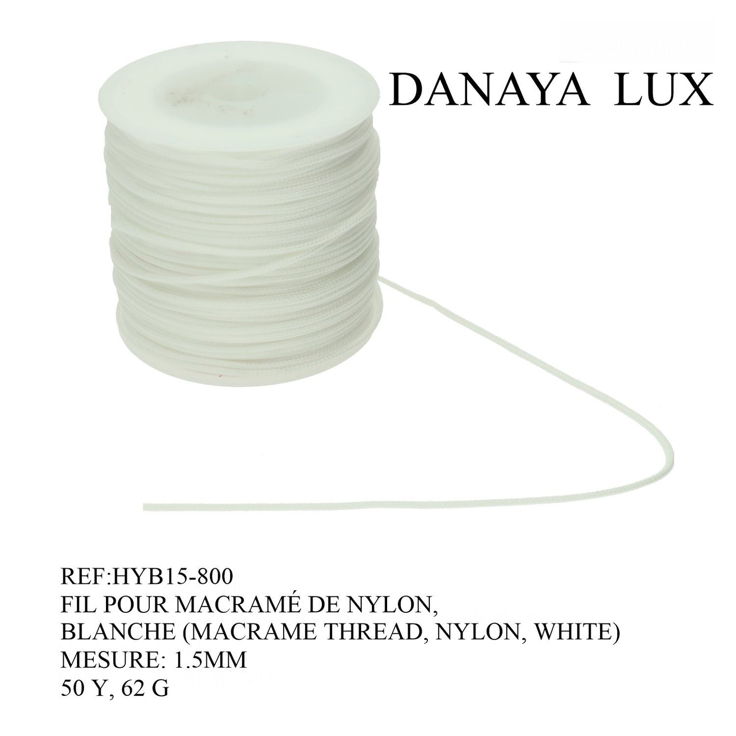 FIL POUR MACRAME DE NYLON,  BLANCHE 1.5MM