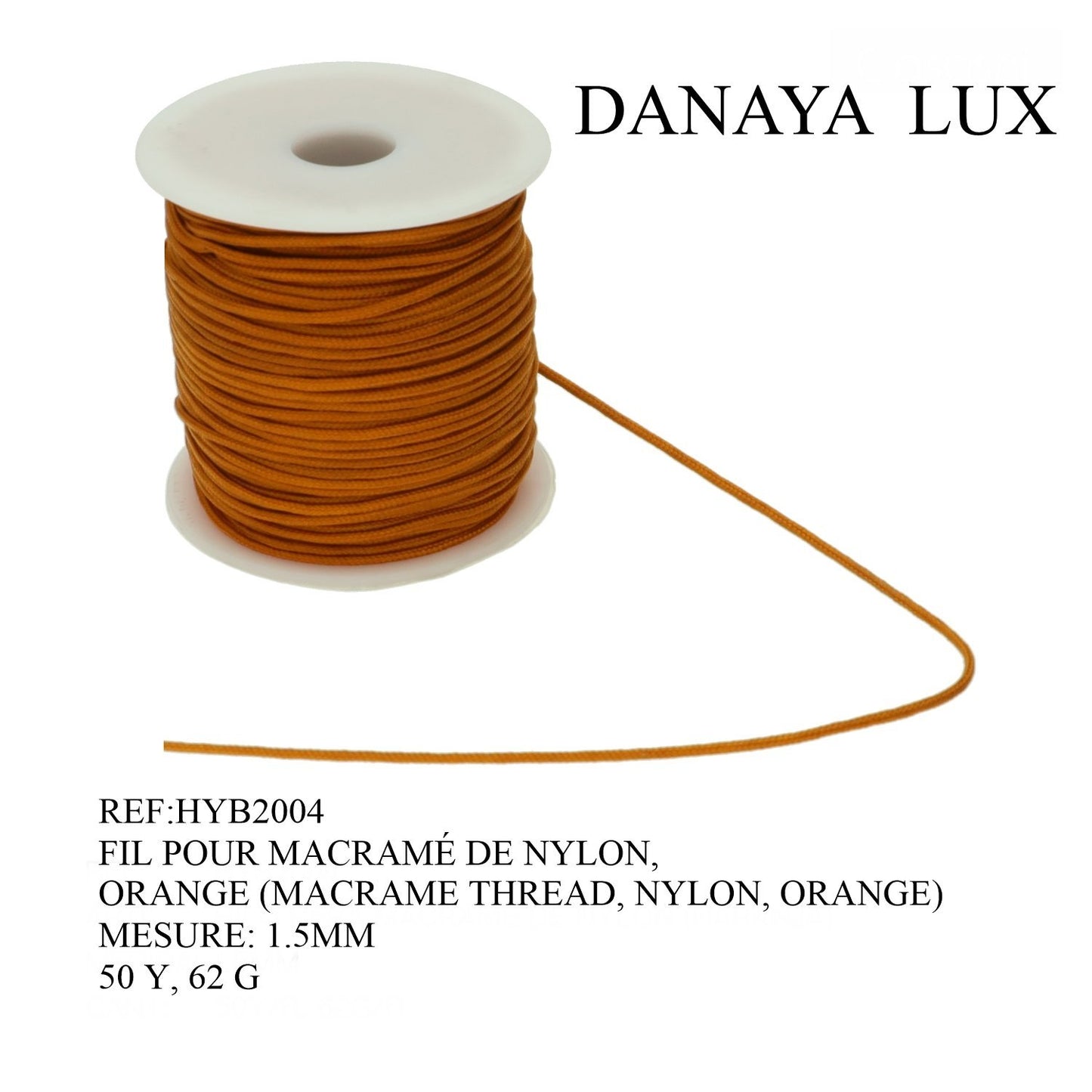 FIL POUR MACRAME DE NYLON, ORANGE 1.5MM