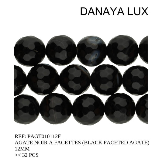 AGATE NOIRE A FACETTES 12MM