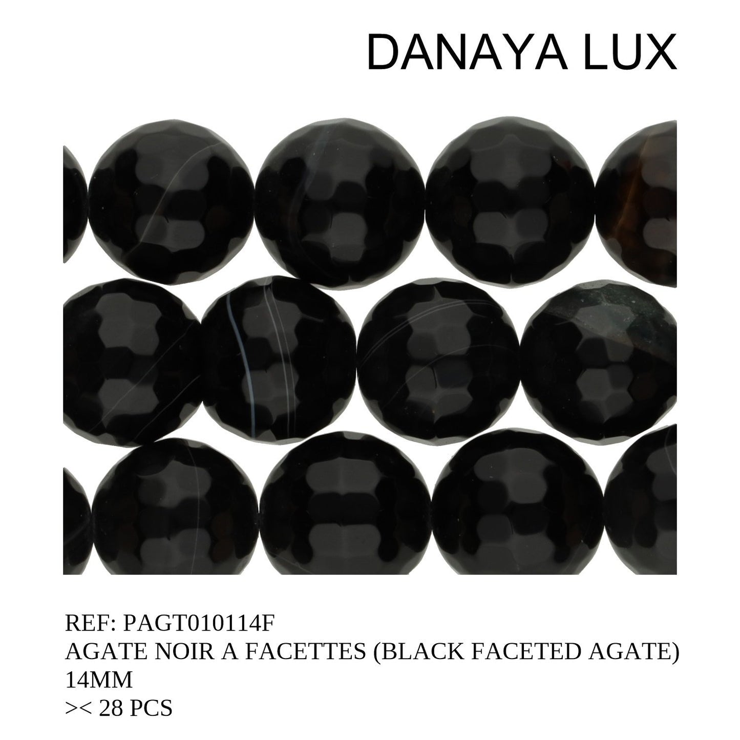 AGATE NOIRE A FACETTES 14MM