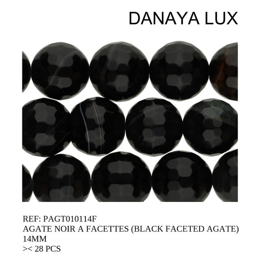 AGATE NOIRE A FACETTES 14MM