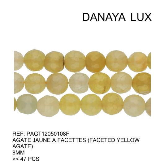 AGATE JAUNE A FACETTES 8MM