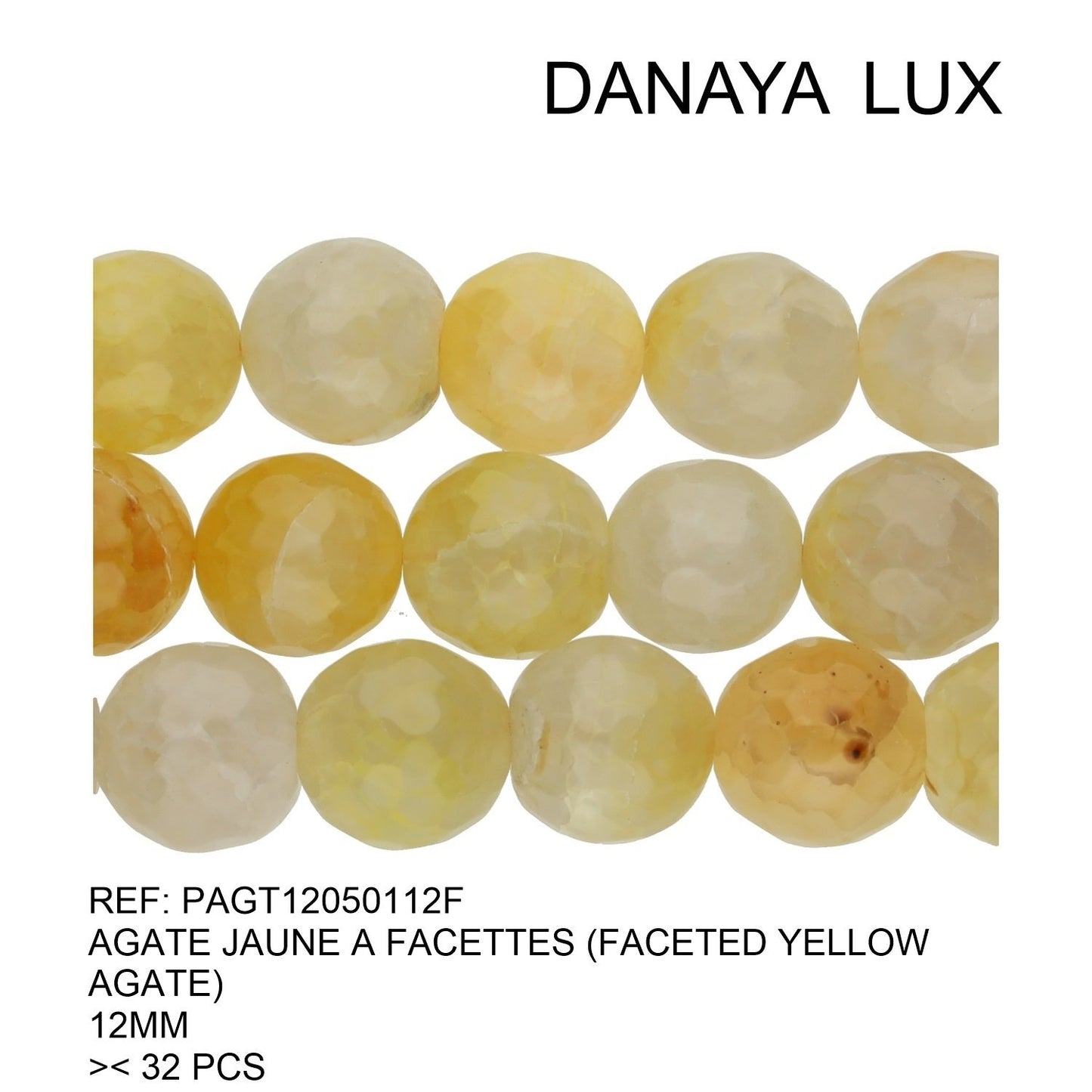 AGATE JAUNE À FACETTES 12MM