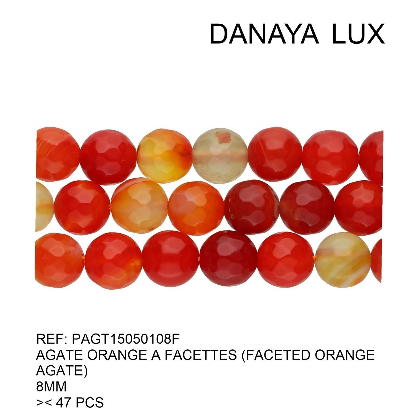 AGATE ORANGE A FACETTES 8MM