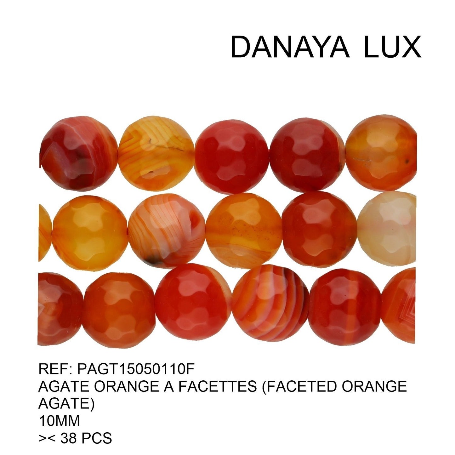 AGATE ORANGE À FACETTES 10MM