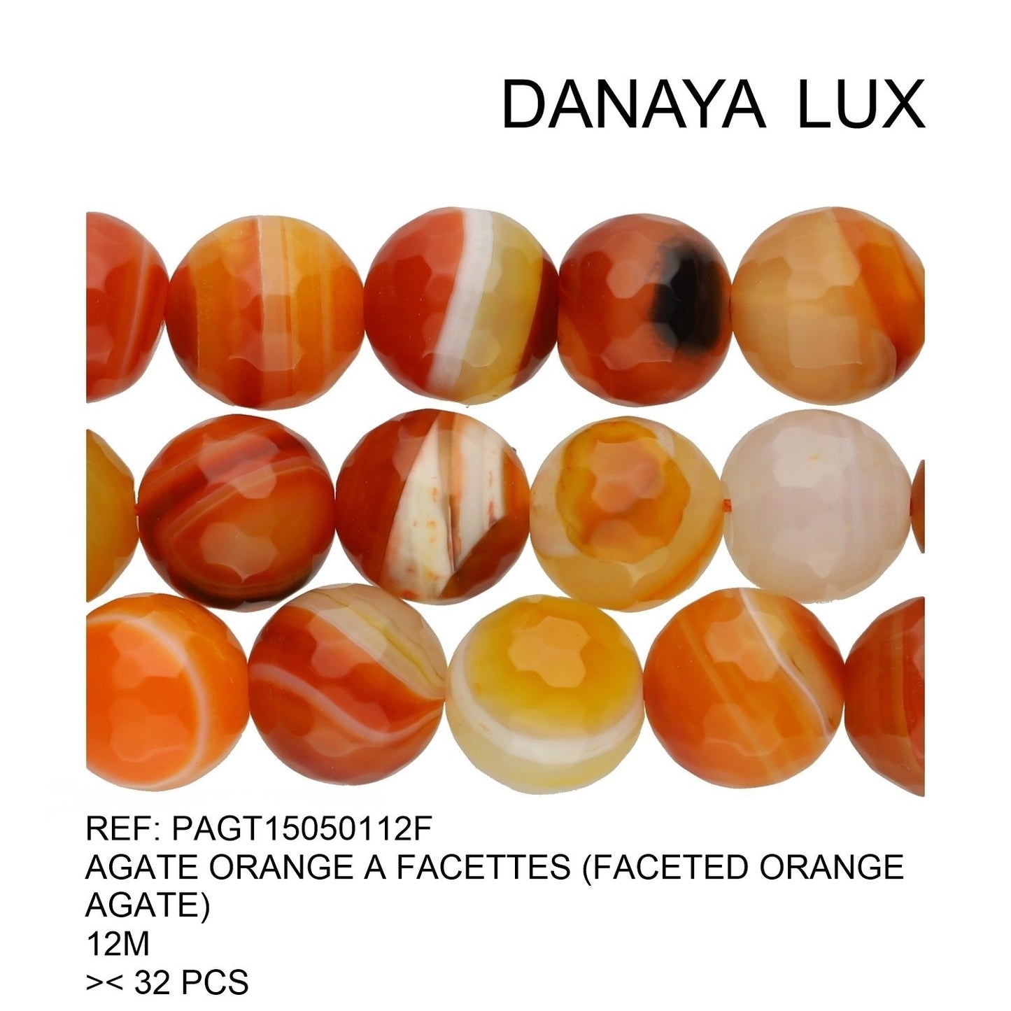 AGATE ORANGE À FACETTES 12MM