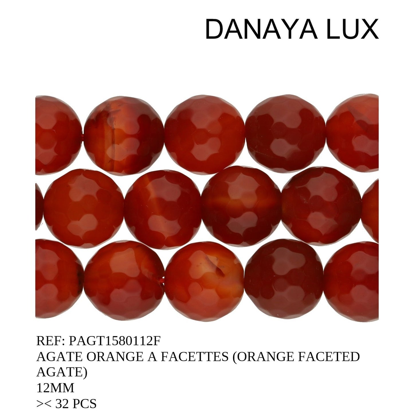 AGATE ORANGE A FACETTES 12MM