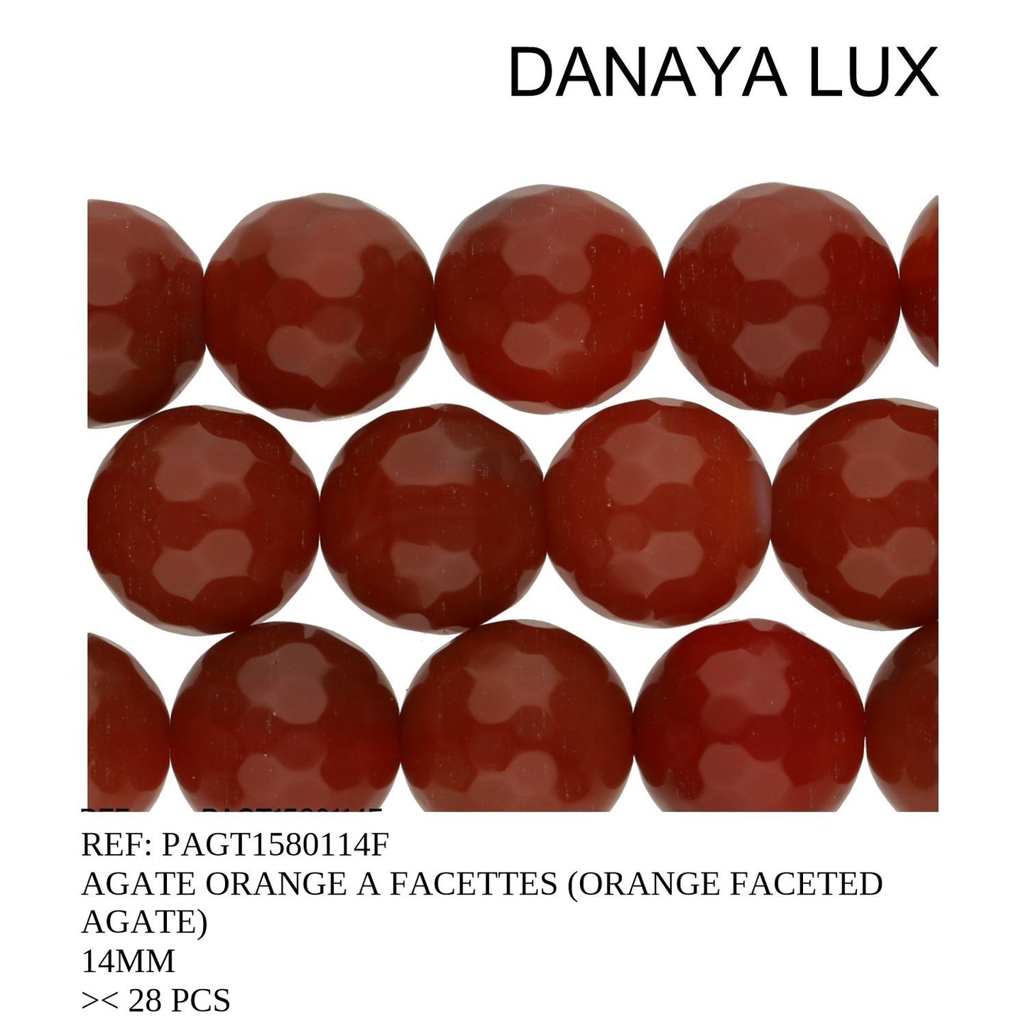 AGATE ORANGE A FACETTES 14MM
