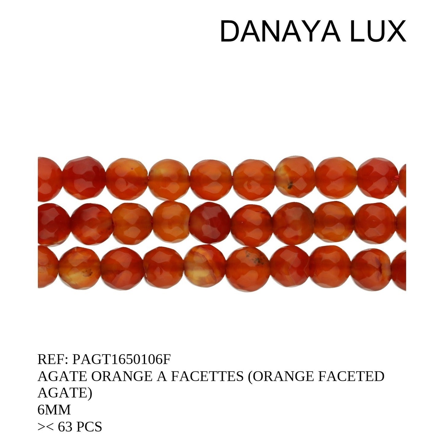 AGATE ORANGE A FACETTES 6MM