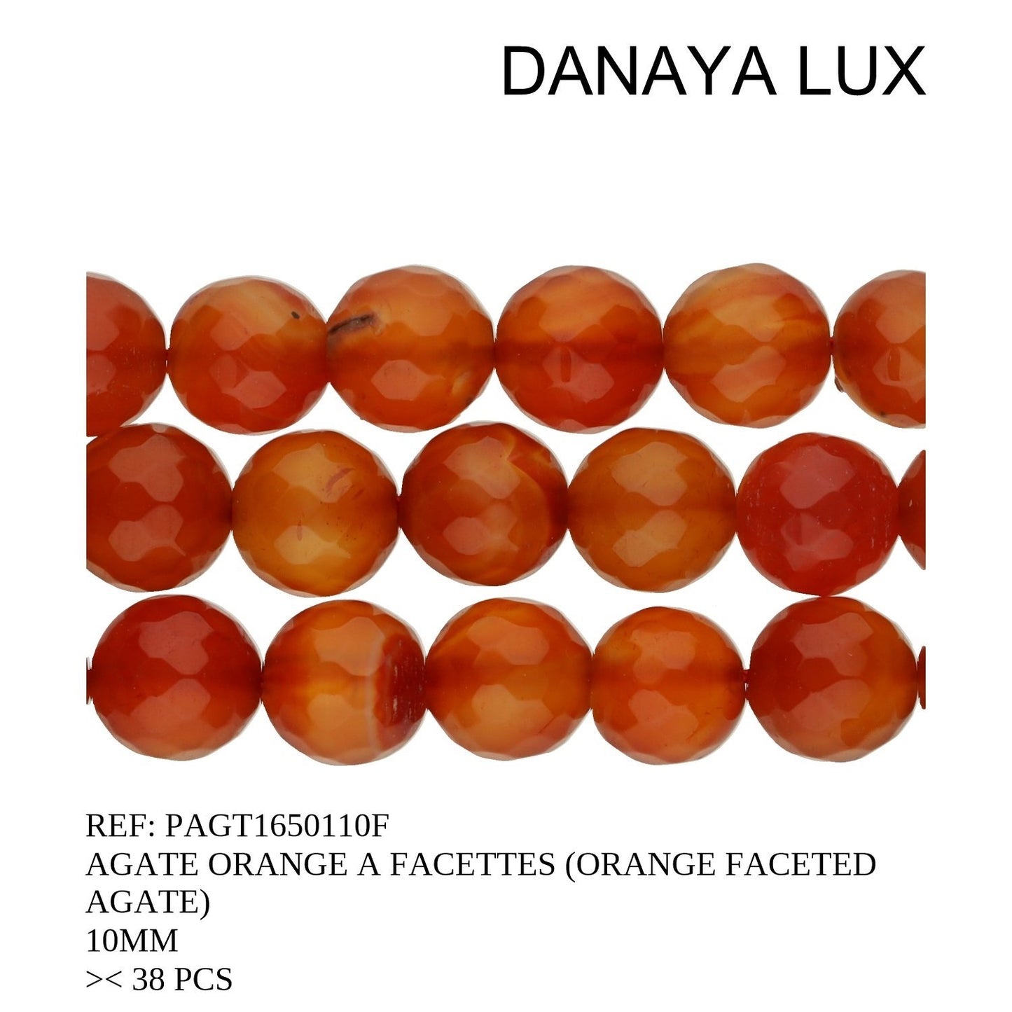 AGATE ORANGE A FACETTES 10MM