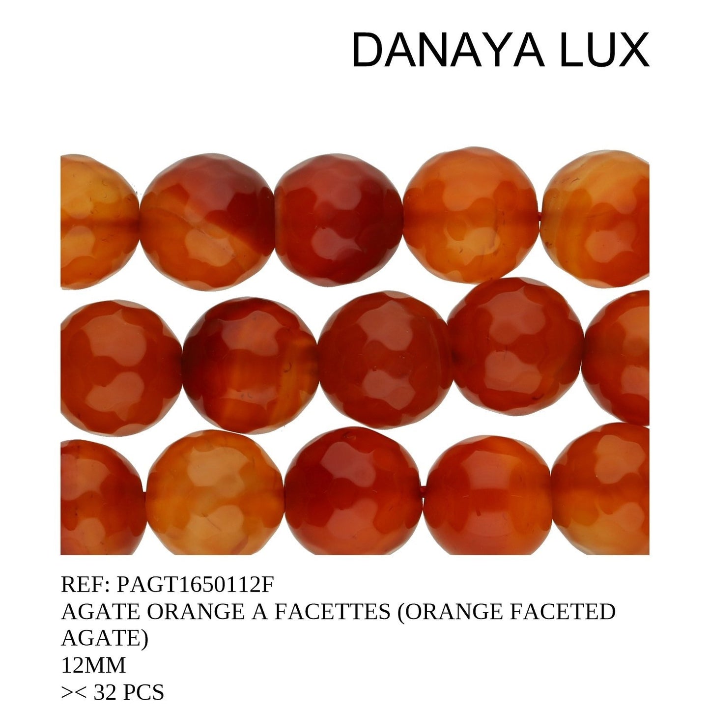 AGATE ORANGE A FACETTES 12MM