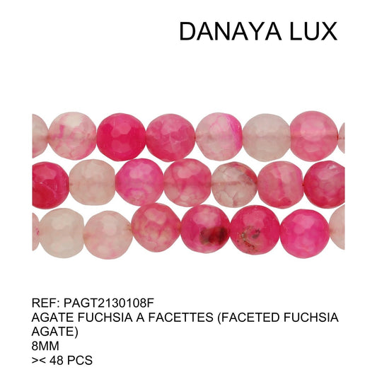AGATE FUCHSIA À FACETTES 8MM