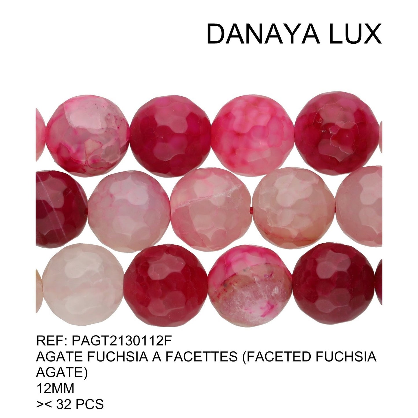 AGATE FUCHSIA À FACETTES 12MM