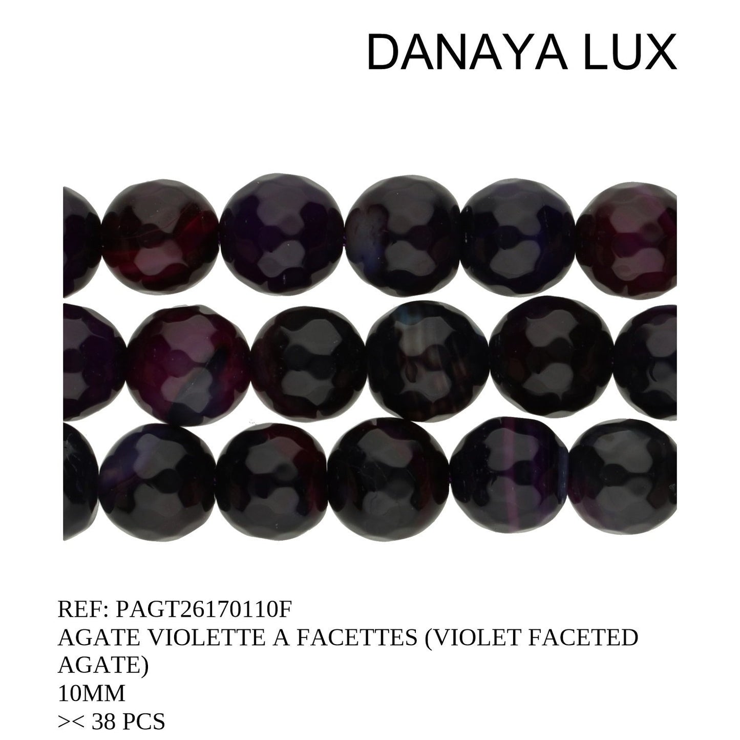 AGATE VIOLETTE A FACETTES 10MM