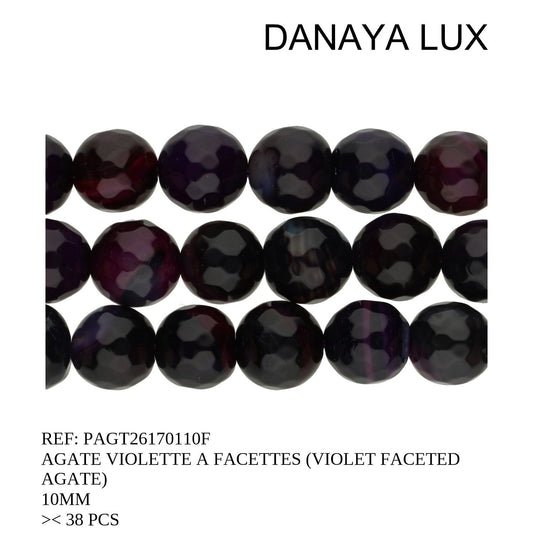 AGATE VIOLETTE A FACETTES 10MM