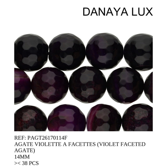 AGATE VIOLETTE A FACETTES 14MM