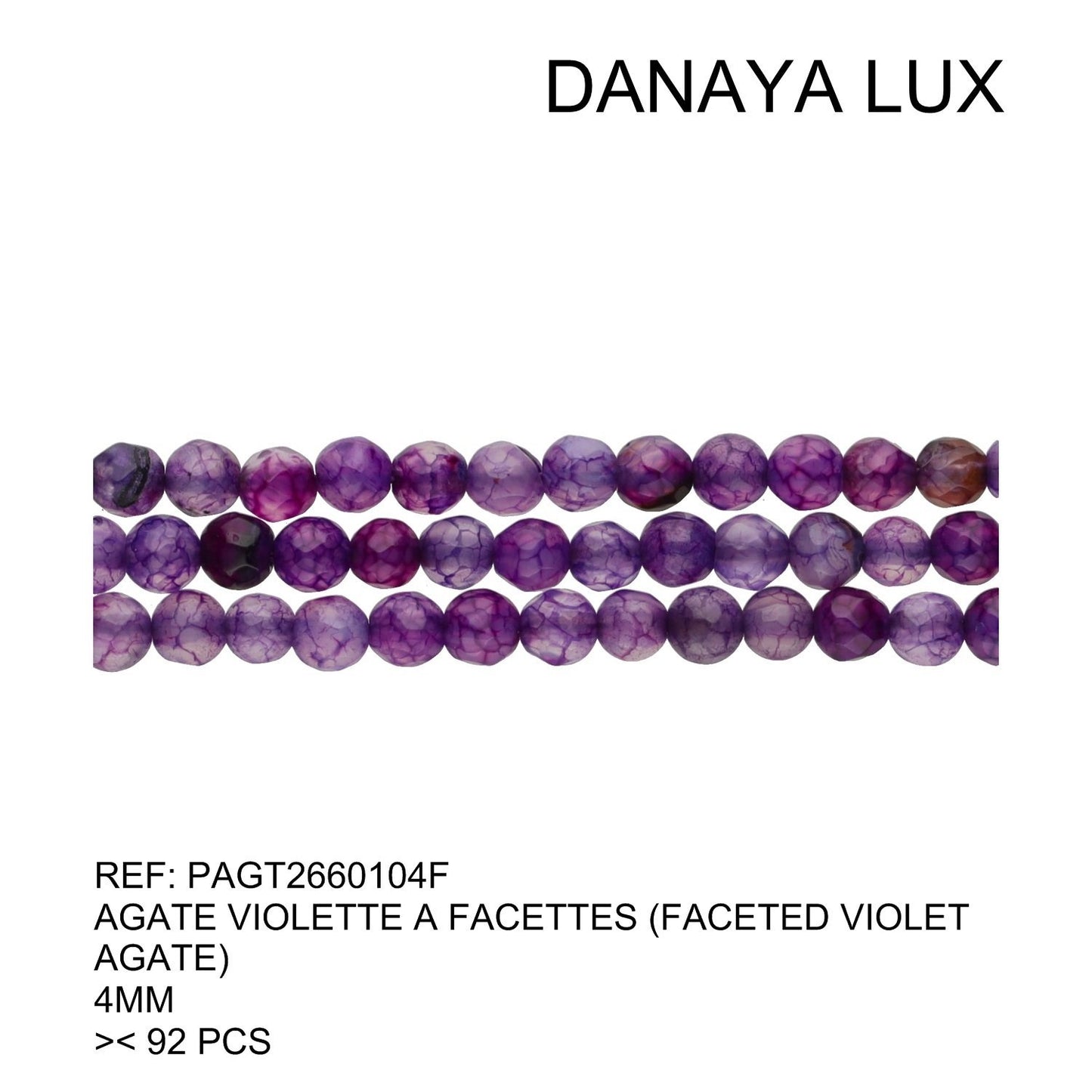AGATE VIOLETTE À FACETTES 4MM