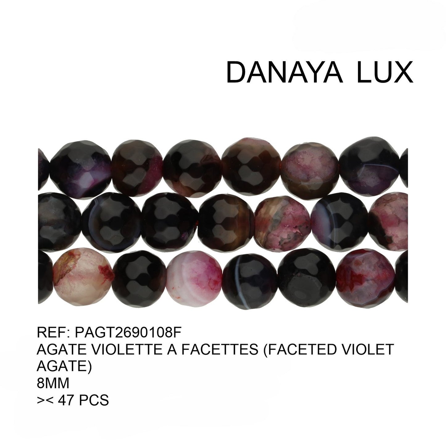 AGATE VIOLETTE À FACETTES 8 MM