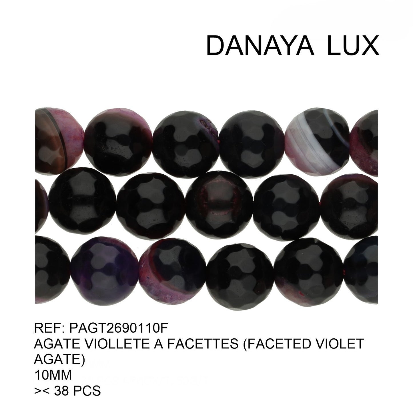 AGATE VIOLETTE A FACETTES 10 MM