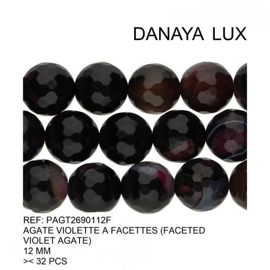 AGATE VIOLETTE A FACETTES 12 MM