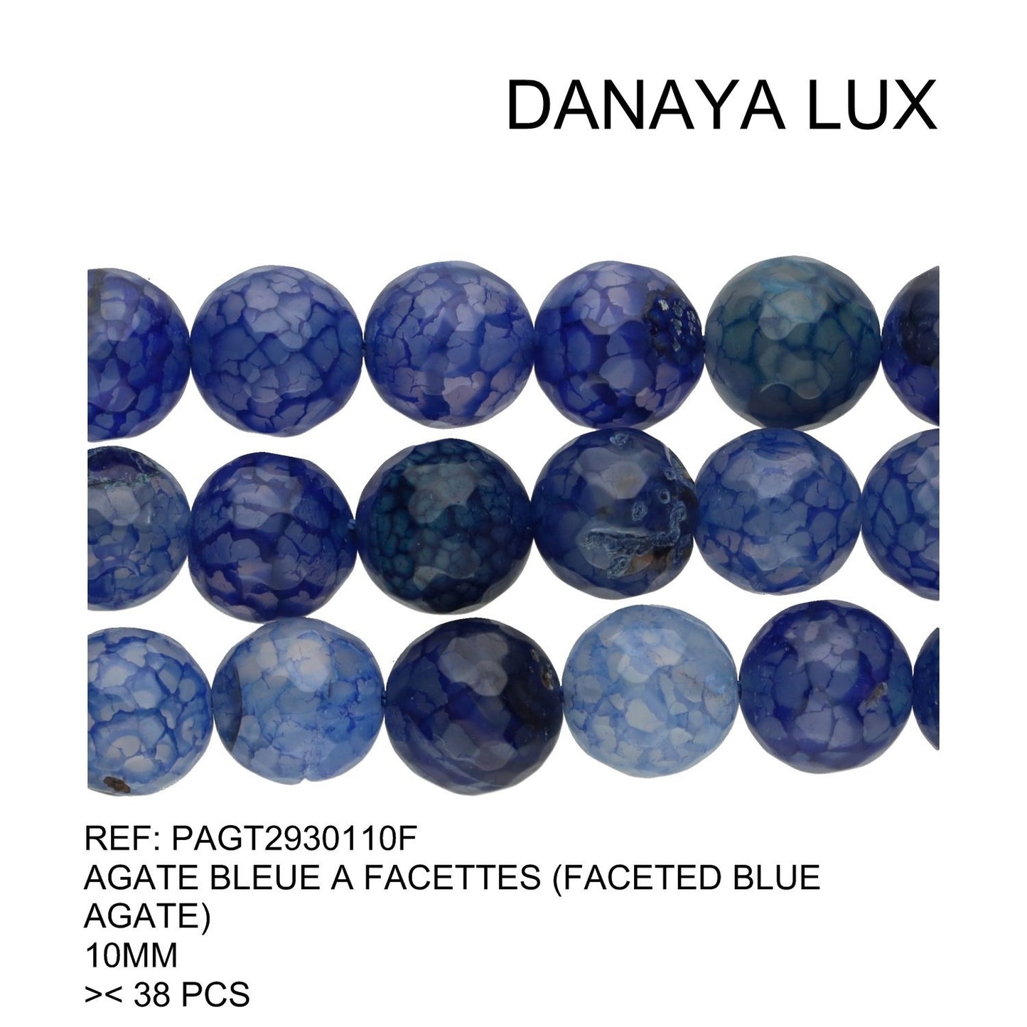 AGATE BLEUE A FACETTES 10MM