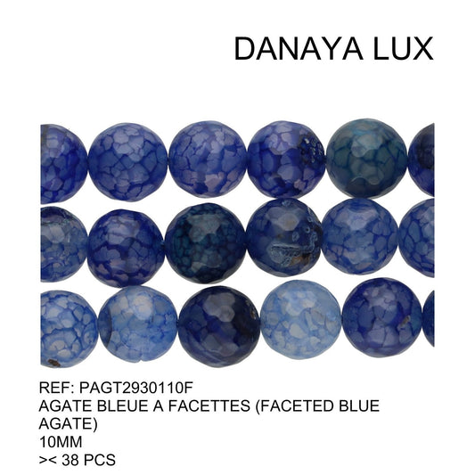 AGATE BLEUE A FACETTES 10MM