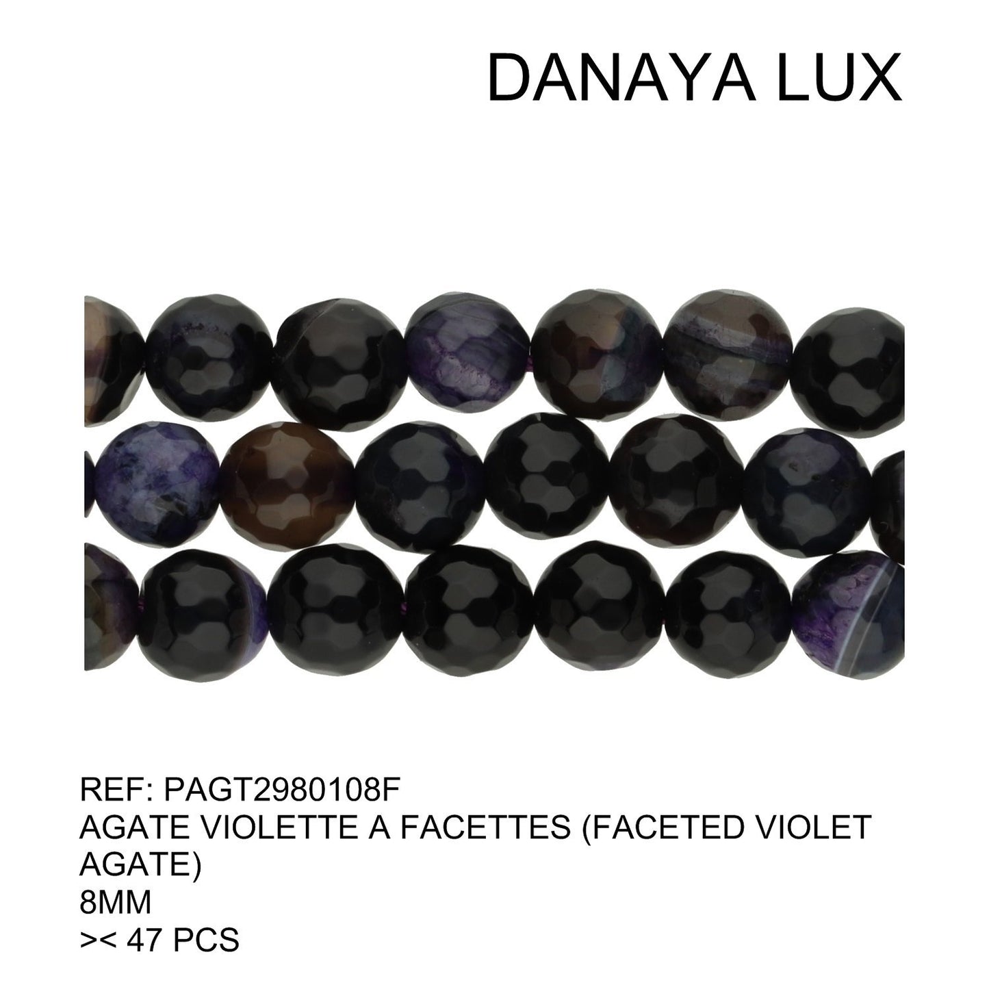 AGATE VIOLETTE A FACETTES 8MM