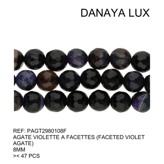 AGATE VIOLETTE A FACETTES 8MM