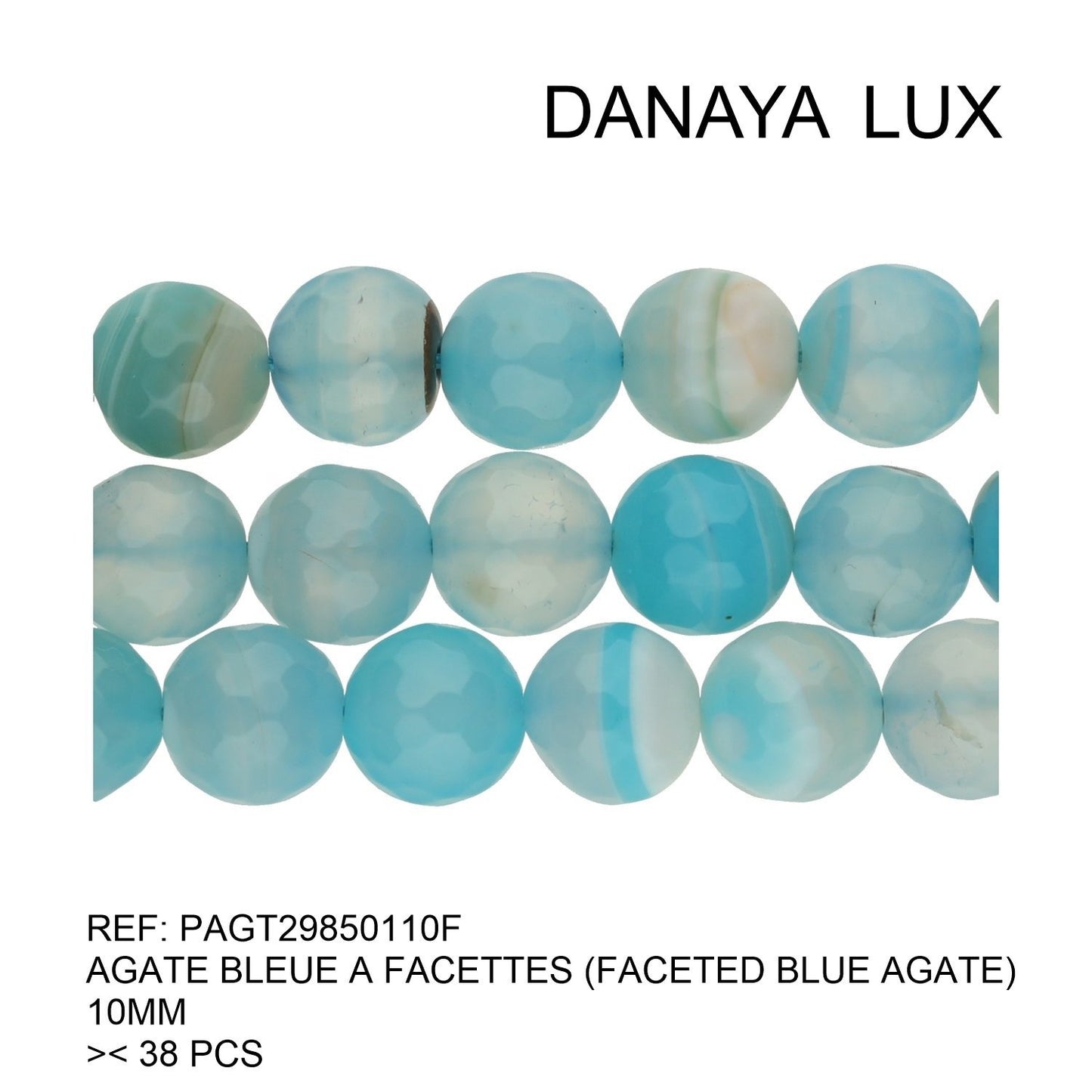 AGATE BLEUE A FACETTES 10MM