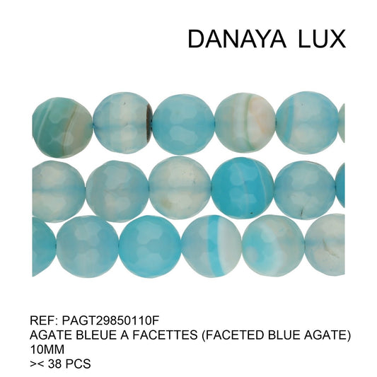 AGATE BLEUE A FACETTES 10MM