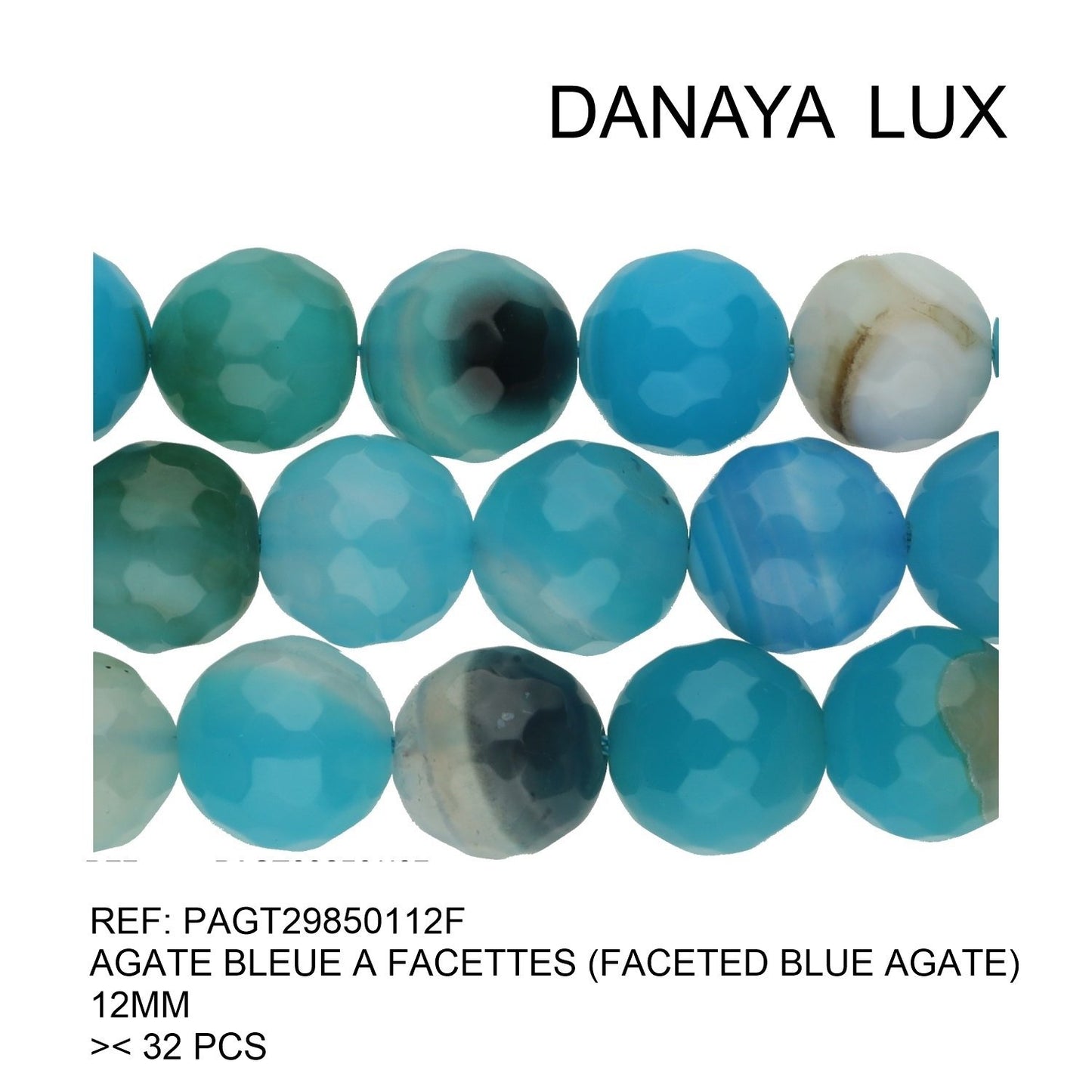 AGATE BLEUE À FACETTES 12MM