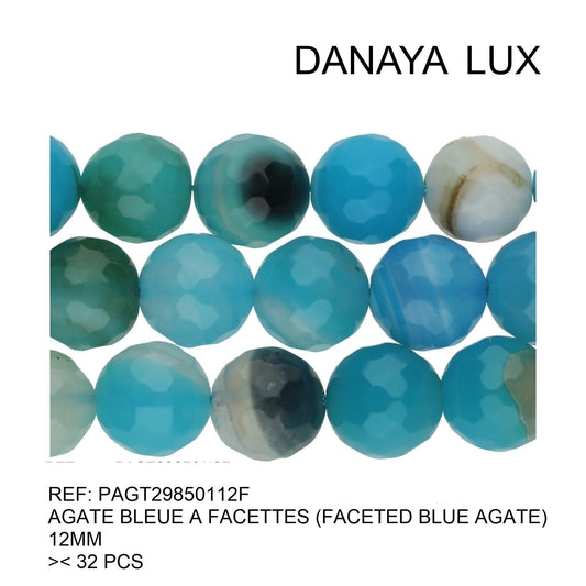 AGATE BLEUE À FACETTES 12MM