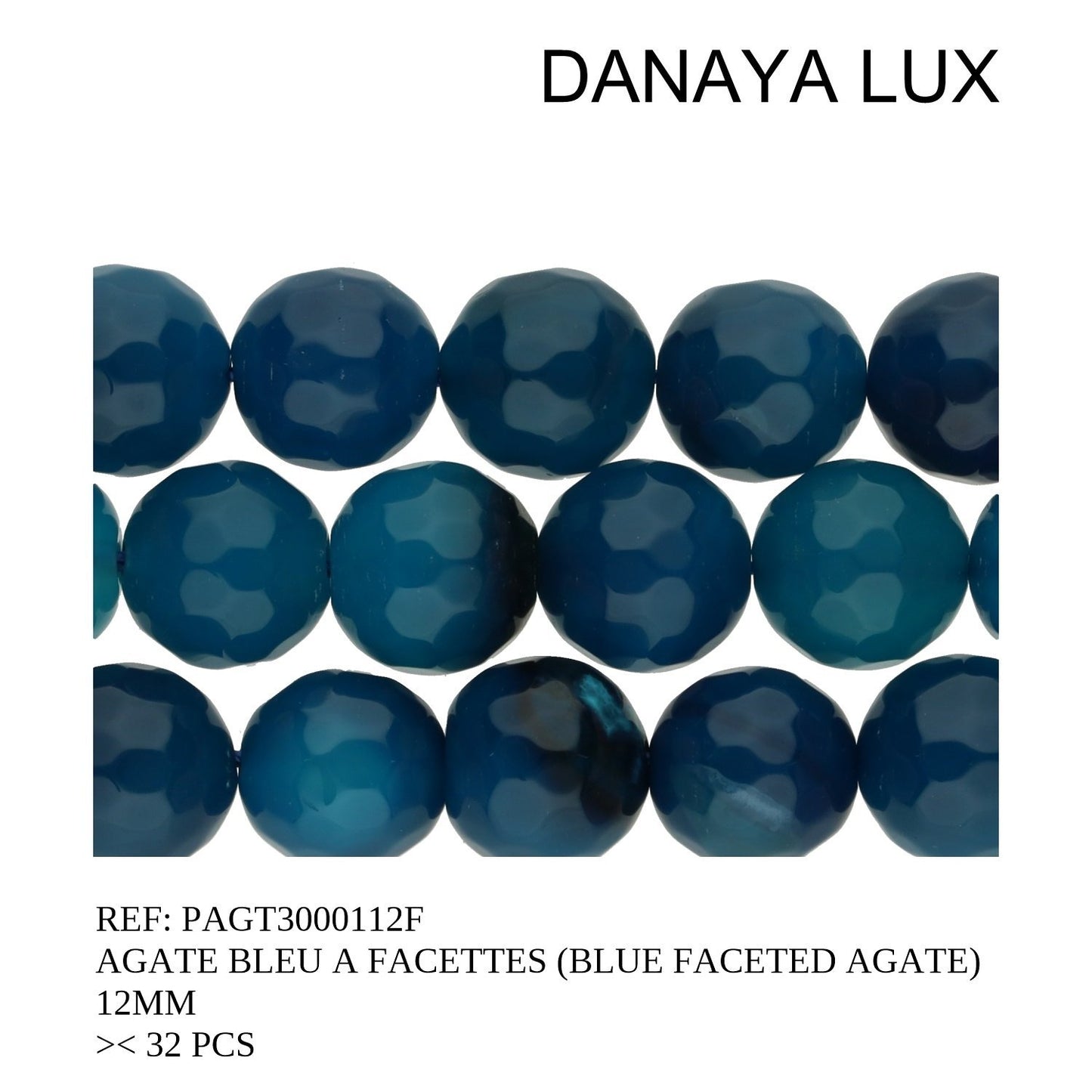 AGATE BLEU A FACETTES 12MM