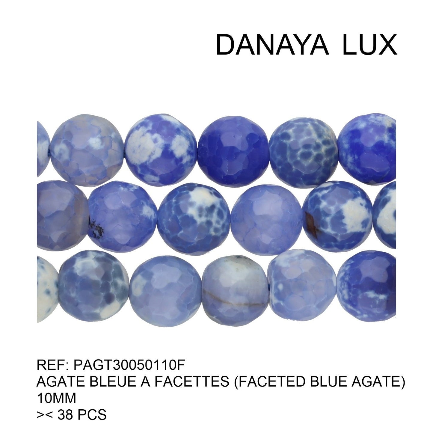 AGATE BLEUE A FACETTES 10MM