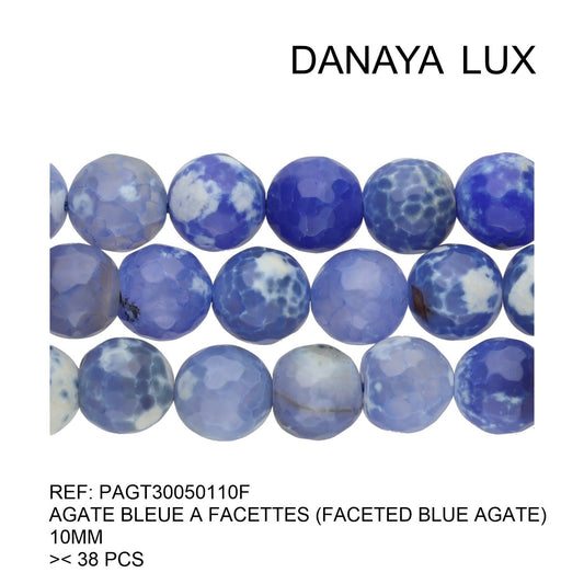 AGATE BLEUE A FACETTES 10MM
