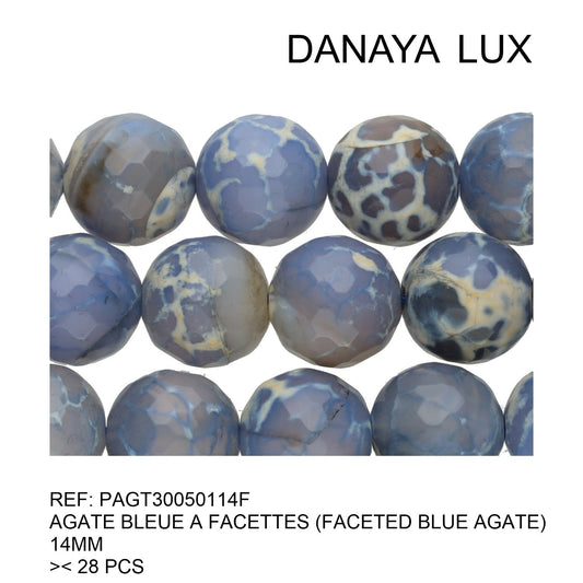 AGATE BLEUE À FACETTES 14MM