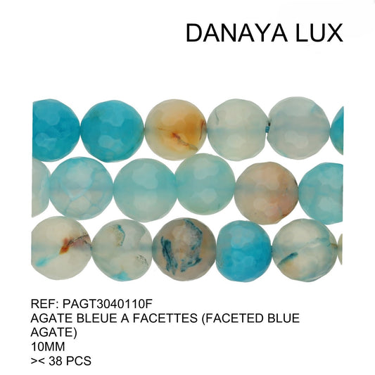 AGATE BLEUE A FACETTES 10MM