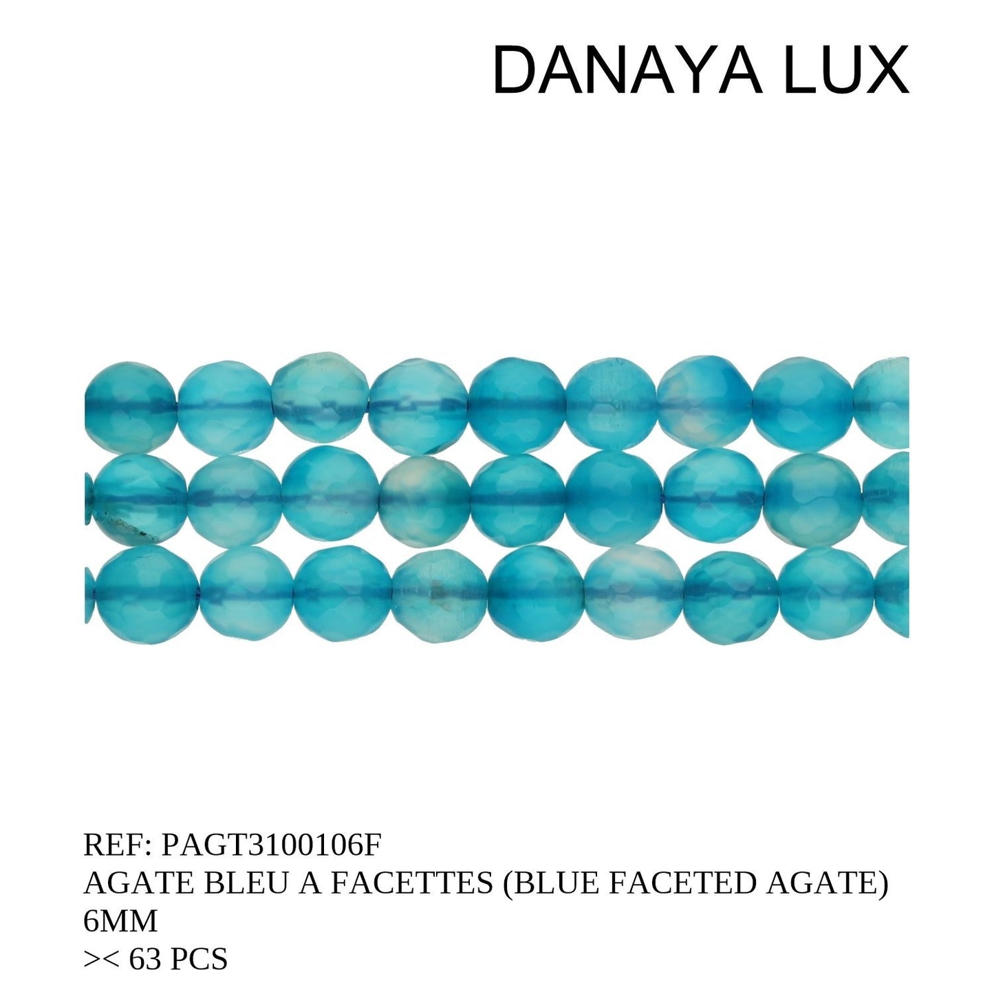 AGATE BLEUE A FACETTES 6MM