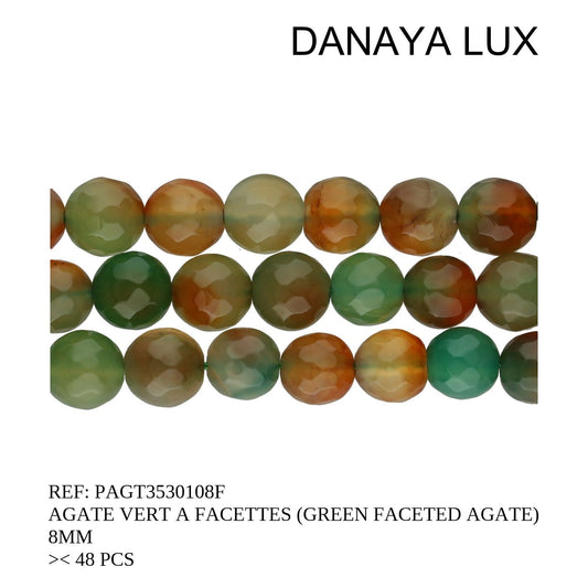 AGATE VERTE A FACETTES 8MM