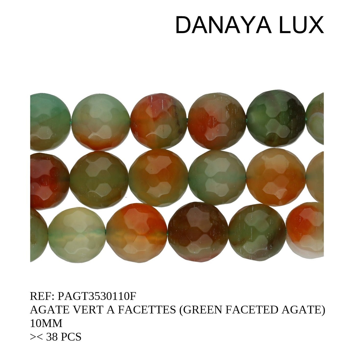 AGATE VERT A FACETTES 10MM