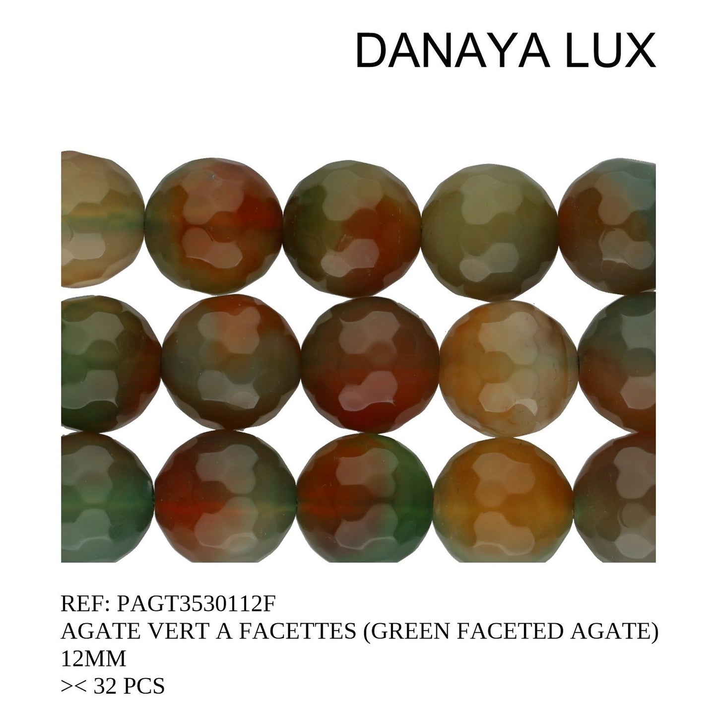 AGATE VERT A FACETTES 12MM