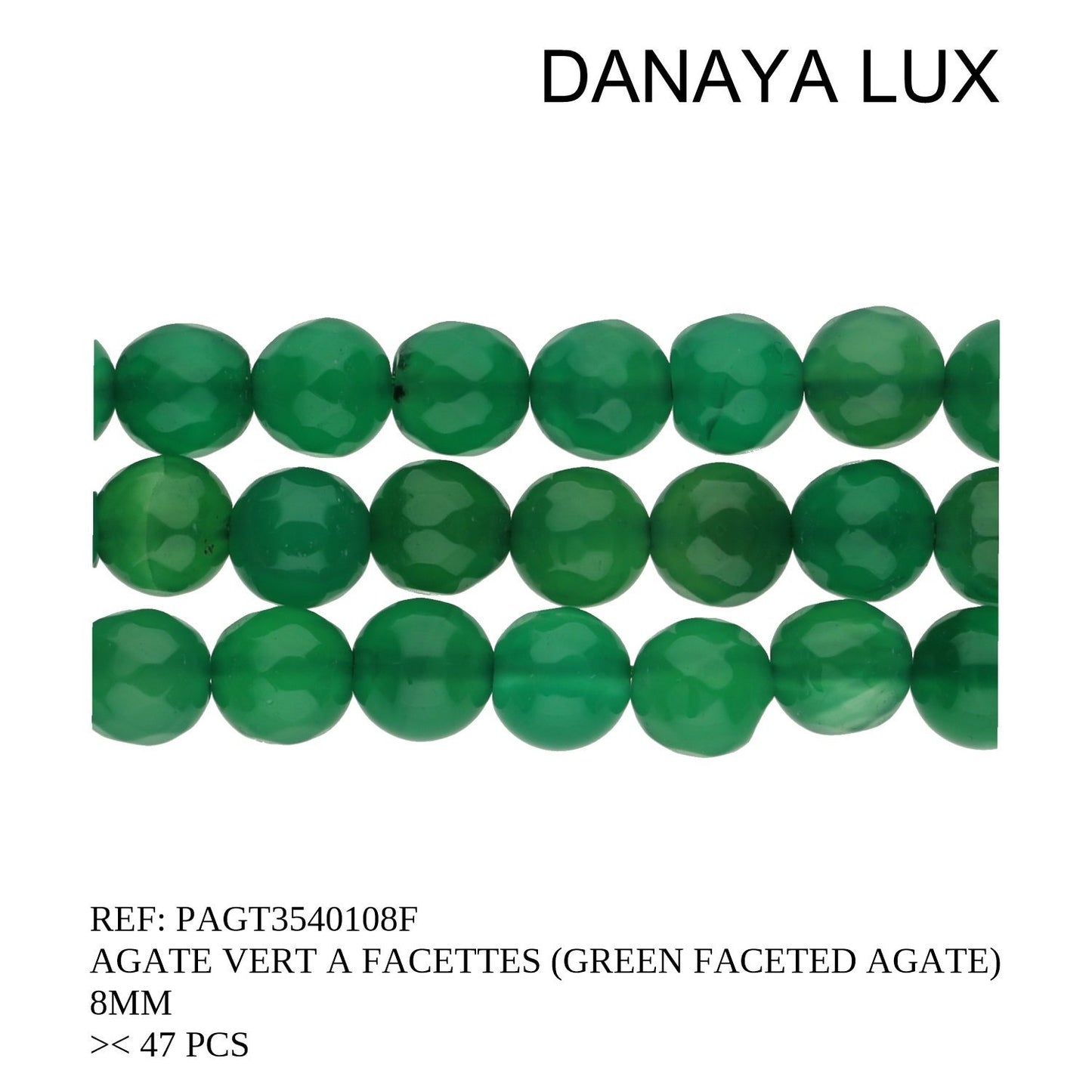 AGATE VERTE A FACETTES 8MM
