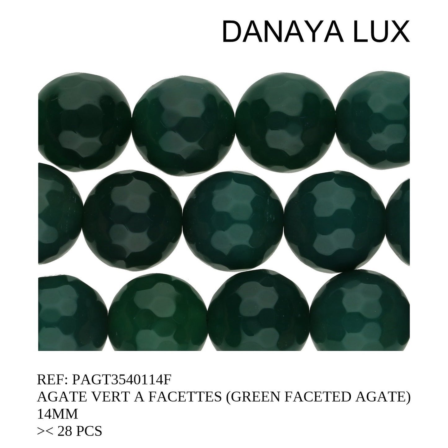 AGATE VERT A FACETTES 14MM