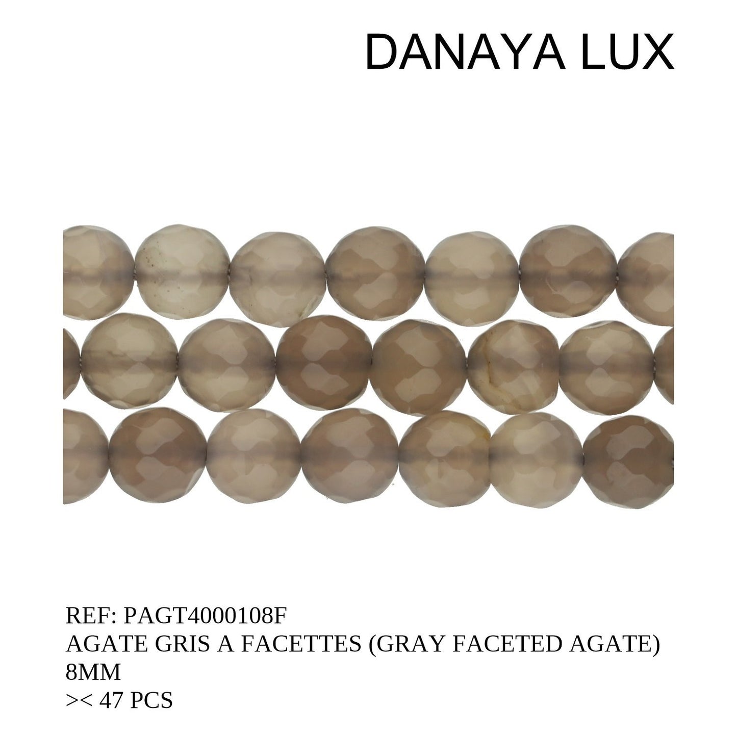 AGATE GRISE A FACETTES 8MM