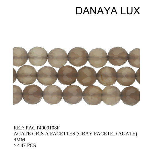 AGATE GRISE A FACETTES 8MM