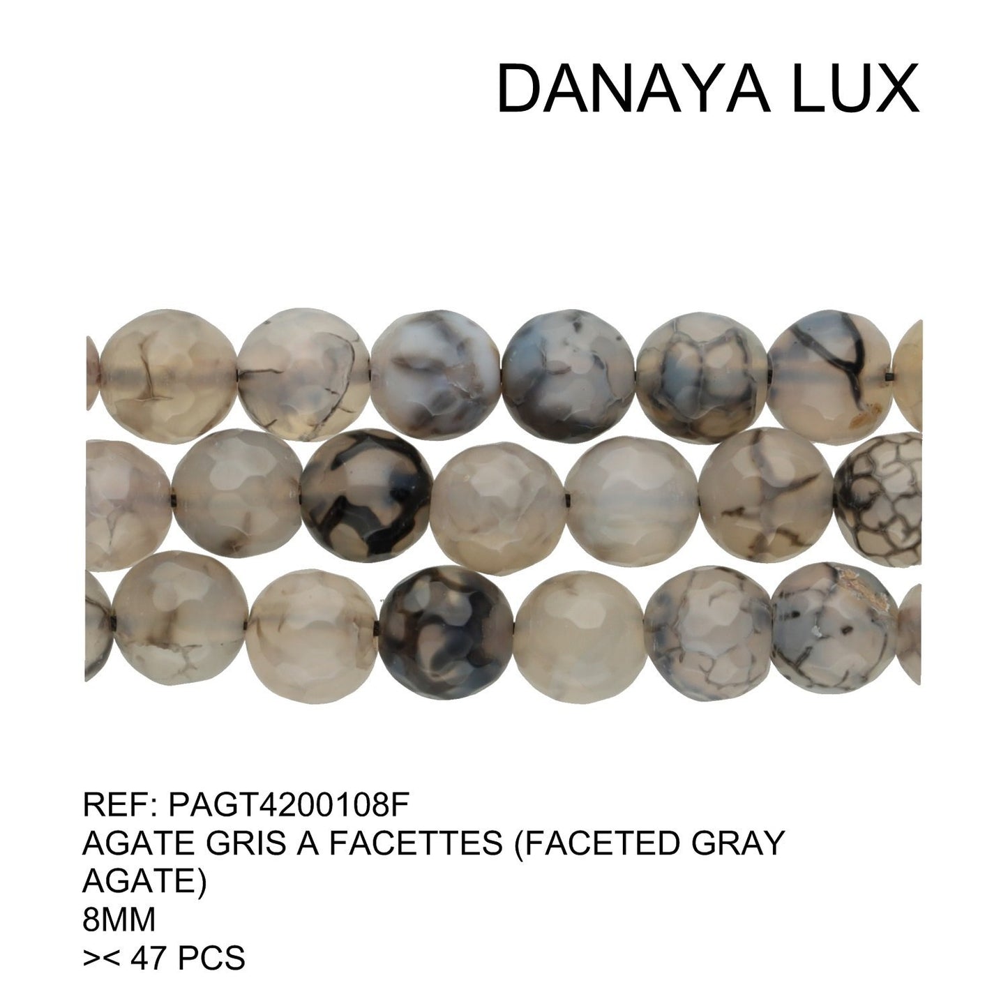 AGATE GRISE MATTE 8MM