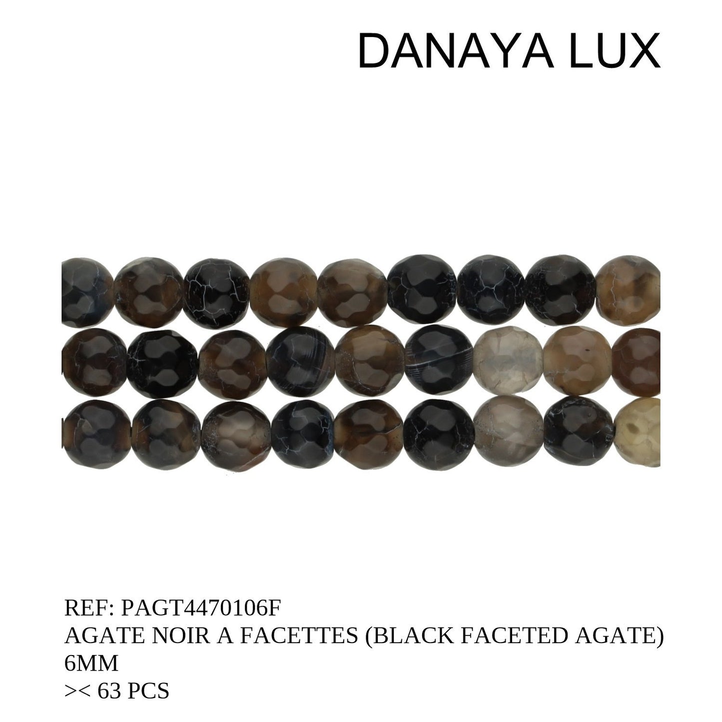 AGATE NOIR A FACETTES 6MM
