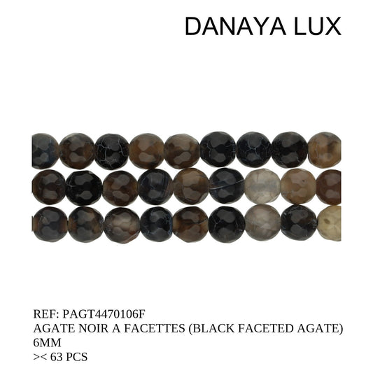 AGATE NOIRE A FACETTES 6MM